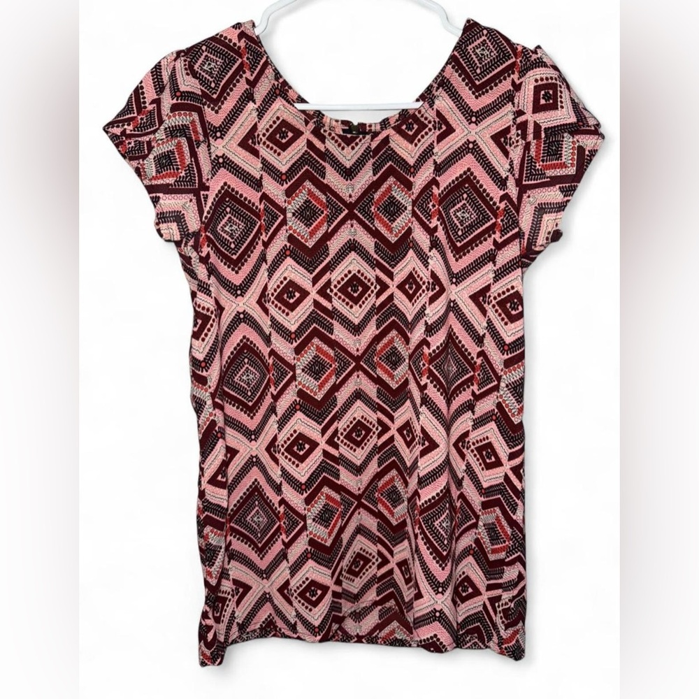 Japna Pink and Black Geometric Blouse